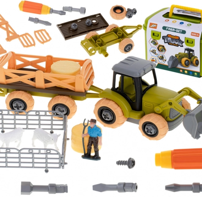 Farma traktor za rastavljanje s alatom i životinjama