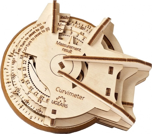 UGEARS drveni mehanički krivinomjer STEM – 3D puzzle (opisometar)