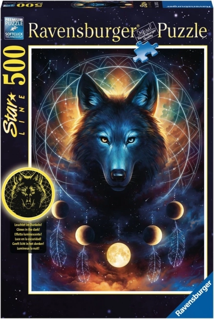 Puzzle Ravensburger koje svijetle u mraku – vuk i mjeseci, 500 dijelova