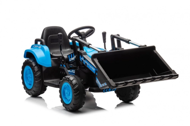 Električni dječji traktor s lopatom plavi