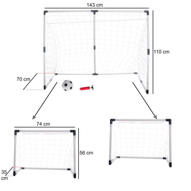 Nogometni gol 2u1 za djecu 143x110x70 cm