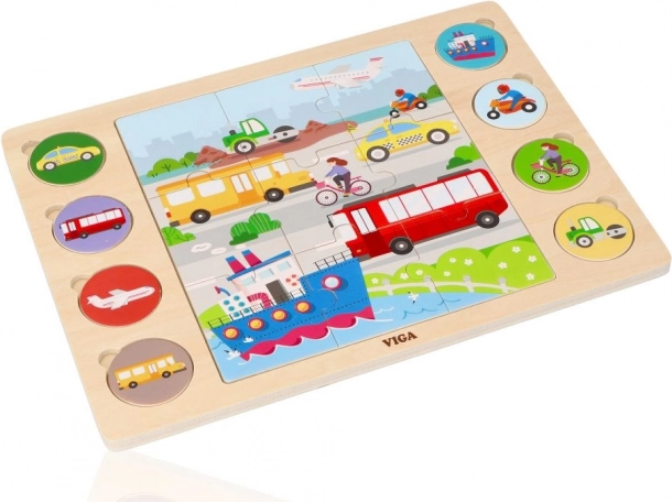 Drvene puzzle prema sjeni – prijevozna sredstva 17 kom VIGA