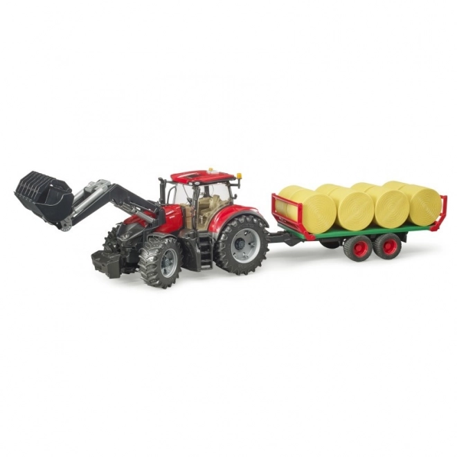 Bruder traktor Case IH Optum 300 CVX s prednjim utovarivačem i prijevoznim sredstvom za bale