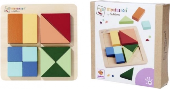 Montessori kvadratne drvene slagalice – geometrijska slagalica s 4 kvadrata