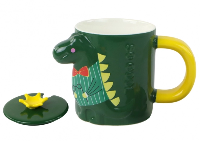 Šalica sa zelenim dinosaurom s poklopcem 400 ml