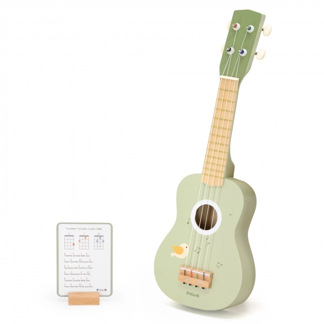 Drveno ukulele za djecu zeleno s notama