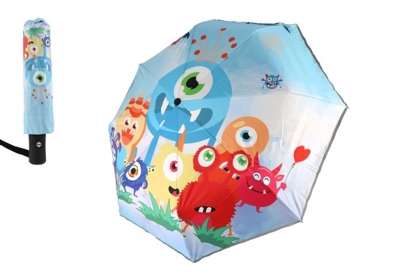 Sklopivi kišobran Čudovišta tkanina/metal 28cm plavi u vrećici