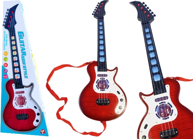 Električna gitara za djecu s melodijama i svjetlosnim efektima crvena