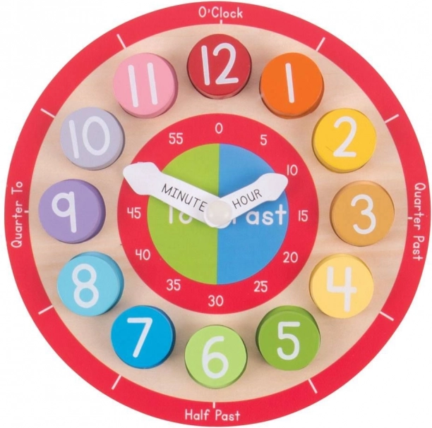 Bigjigs Toys edukativni drveni sat na engleskom