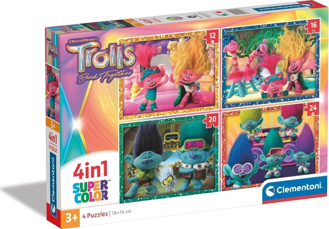 Slagalica 4u1 TROLLOVI SuperColor (12–24 dijelova) – CLEMENTONI