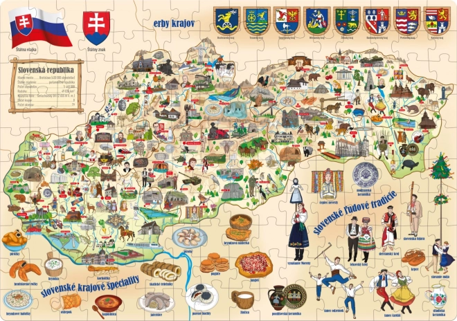 Popularna Puzzle Karta Slovačke 160 Dijelova