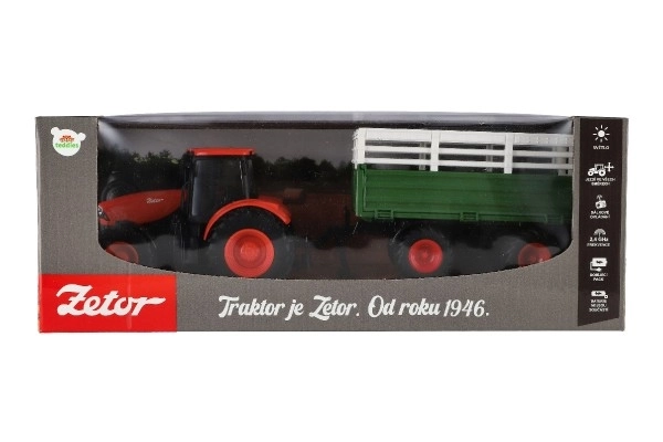 Traktor Zetor RC s prikolicom plast 42cm 2,4GHz punjivi paket + baterija sa zvukom u kutiji