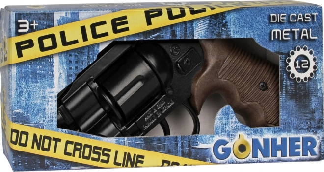 Metalni crni policijski revolver Gold Collection - 12 metaka