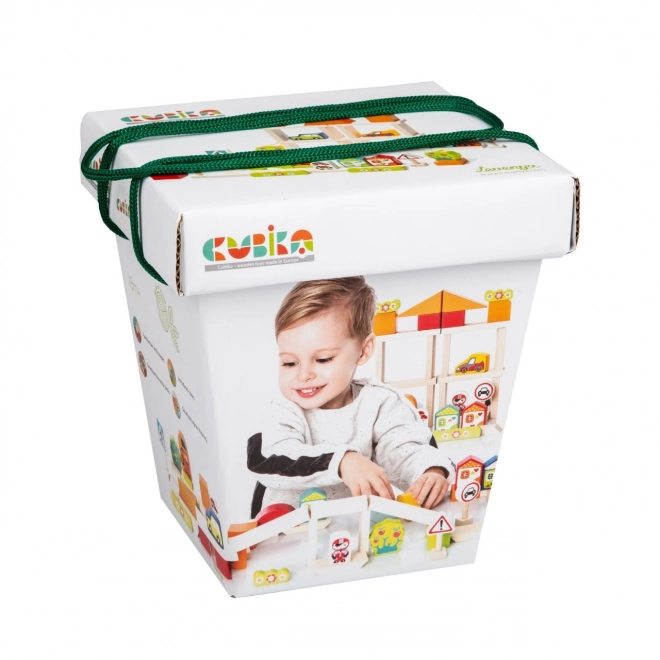 CUBIKA 13913 Prijevoz u gradu - drvena građevinska igračka 55 dijelova