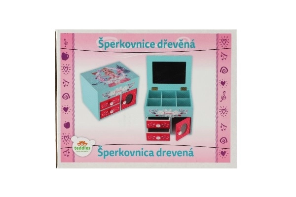 Škrinjica za nakit Princess 3 ladice s poklopcem i ogledalom drvo 16x12,5x12cm u kutiji