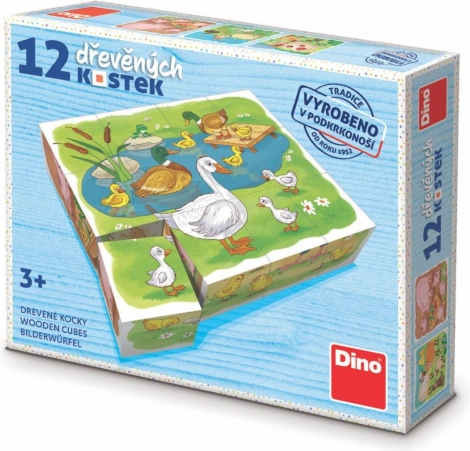 Dino drvene slikovne kocke na farmi – 12 kocaka