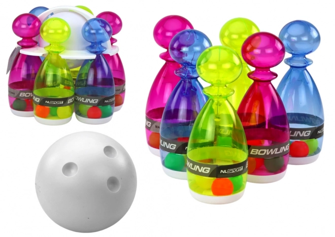Bowling set od 6 prozirnih kegli u boji