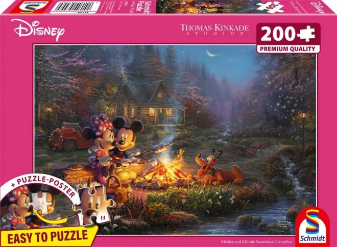 Puzzle SCHMIDT Mickey i Minnie: Romantika uz vatru 200 komada