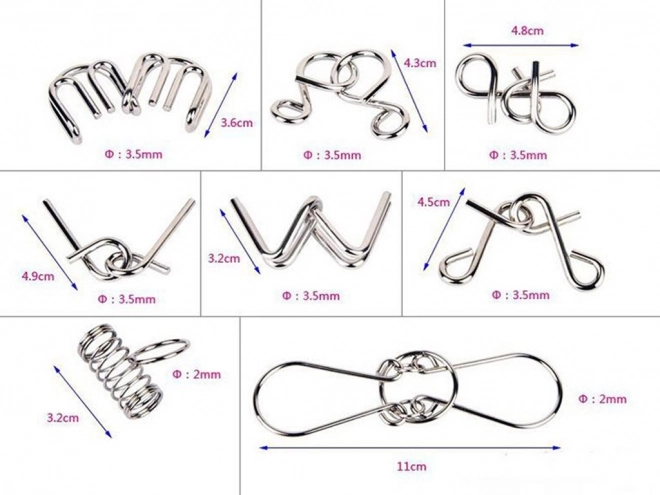 Set metalnih slagalica 8 kom