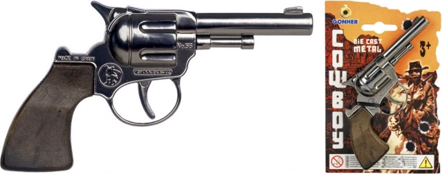 Kaubojski revolver na 12 metaka, srebrni, mali