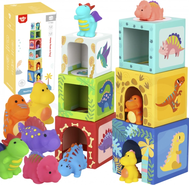 tooky toy umetaljke kocke dinosauri sa 6 figurica, 12 dijelova