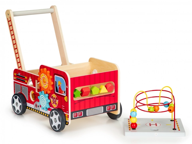 Drveno obrazovno hodalica s kockama - Vatrogasno vozilo ECOTOYS