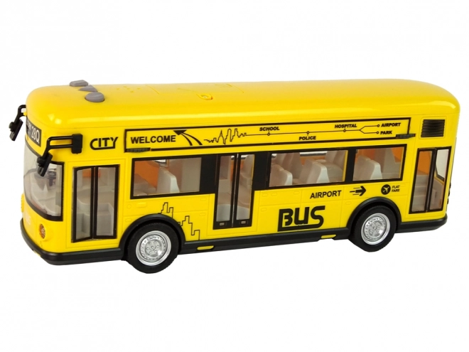 Žuti gradski autobus s trakcijskim pogonom 1:18