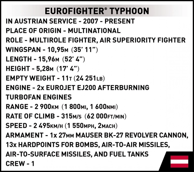 COBI 5850 Oružane snage Eurofighter Typhoon Austrija, 1:48, 578 k