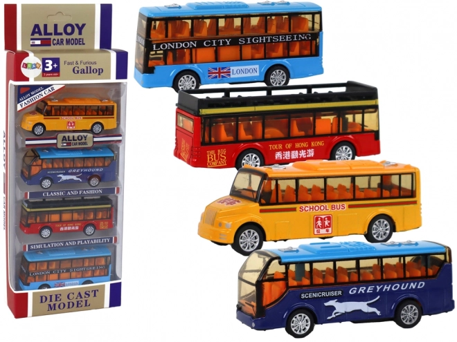 Set obojenih autobusa Frakcijski sustav 4 elementa