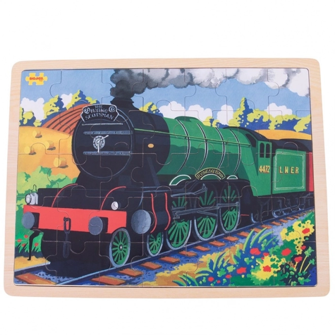 Bigjigs Toys Drvene puzzle povijesni vlak Flying Scotsman 35 dijelova