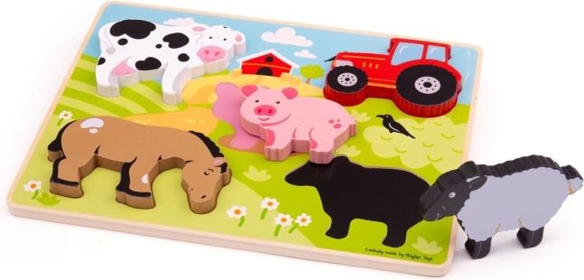 Bigjigs Toys drvena slagalica s umetanjima farma