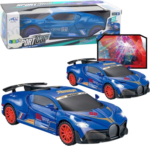 Interaktivni sportski automobil s senzorom prepreka, LED kuglom i okretanjem 360°, plavi
