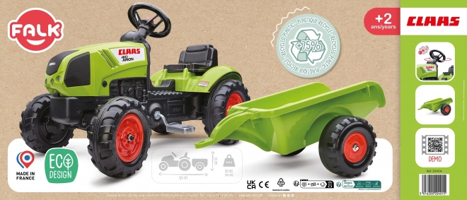 Traktor na pedale Claas Arion 410 s prikolicom zeleni