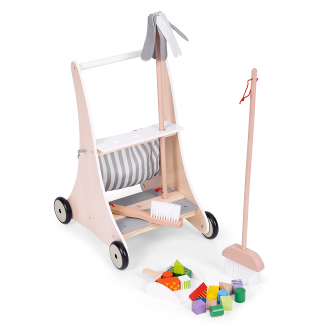 Drveni kolica za čišćenje bež ECOTOYS