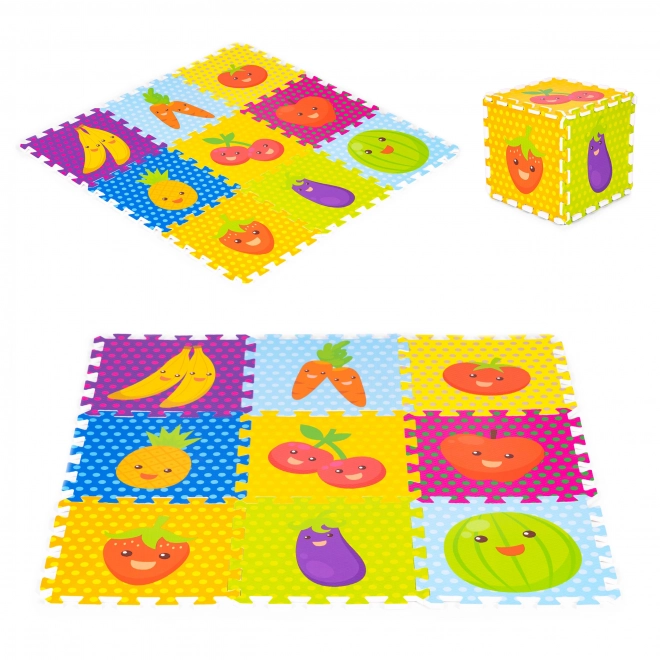 Dječja pjenasta igraća podloga IPLAY - voće i povrće puzzle 9 elemenata 86x86 cm