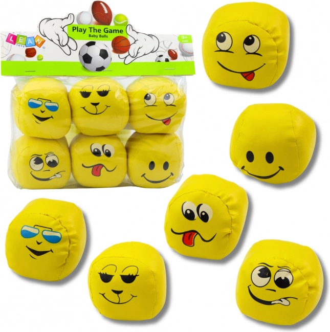 Mekane Sportske Loptice Emotikoni Set 6 kom 7 cm