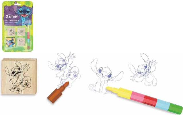 Drvene žigove s jastučićem 4,5 × 4,5 cm s voštanicom LILO & STITCH