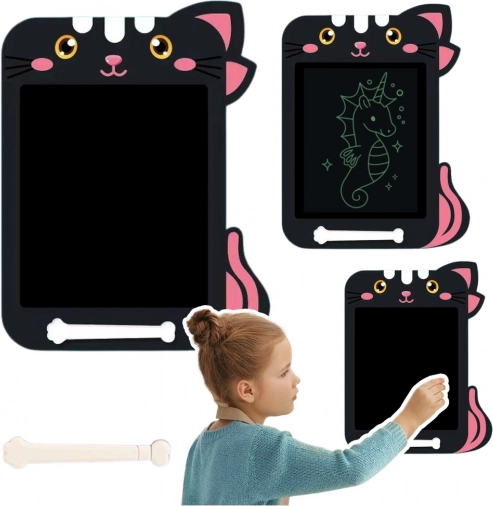 LCD tablet za crtanje za djecu s motivom mačke - crni