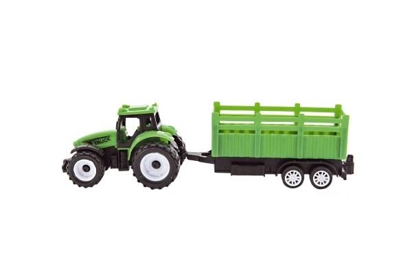 Traktor s prikolicom plastični 21cm slobodan hod 2 boje u kutiji 23x9x6cm