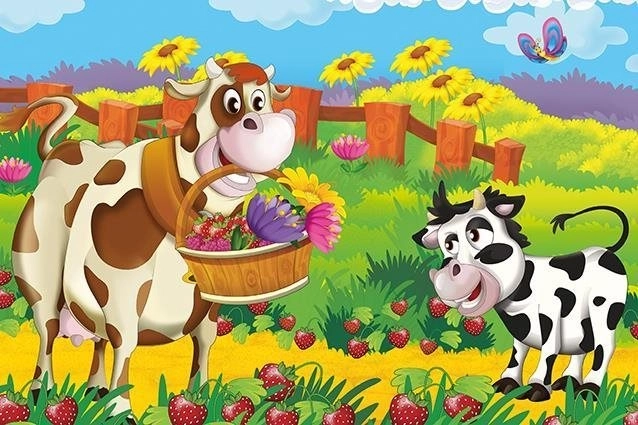 Drvene puzzle Kravička s Cvijećem 25 dijelova