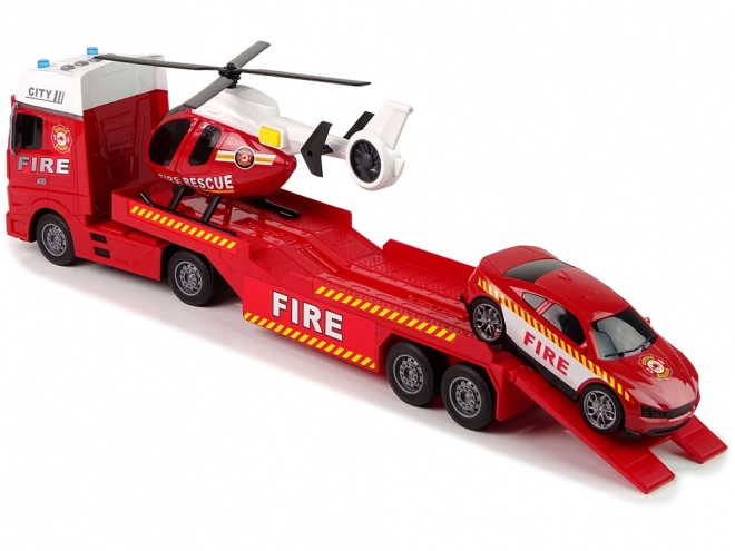 Vatrogasni set Kamion Kamion Helikopter Zvuk Svjetla Crvena