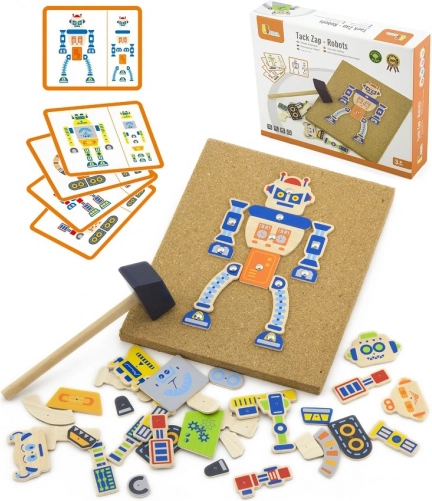 Drvena čekićanka s plutom roboti 45 dijelova VIGA Montessori