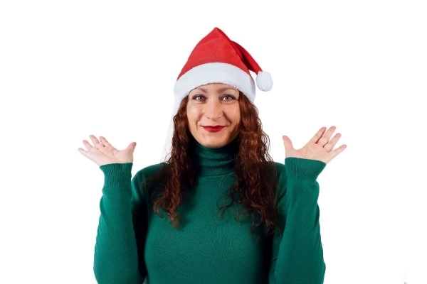 Božićna kapa za odrasle tkanina promjer 29 cm na kartici karneval