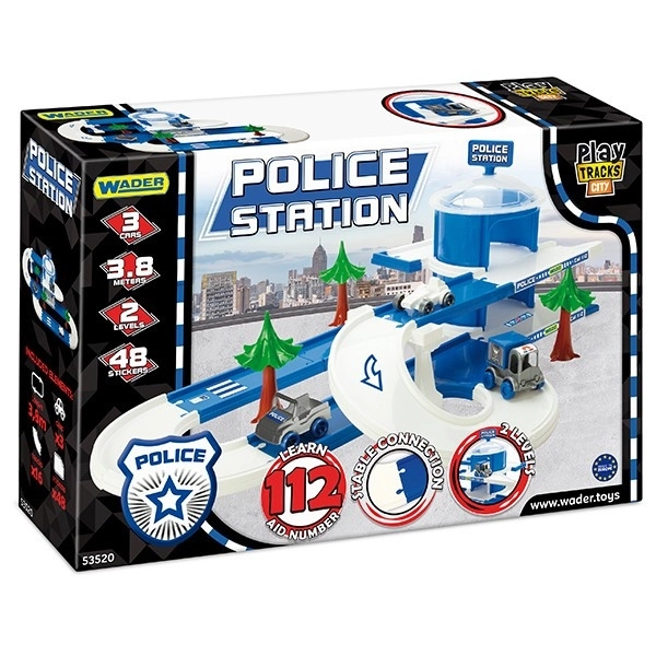 Garaža+staza Kid Cars 3D Policija plastika 3,8m u kutiji 59x40x15cm 12m+ Wader
