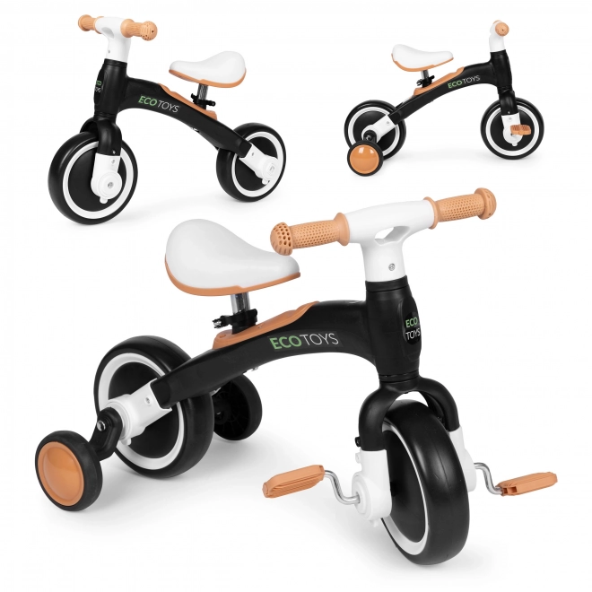 Bicikl s pedalama i pomoćnim kotačićima crni ECOTOYS