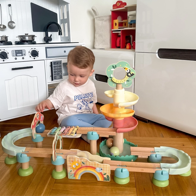 Drvena staza s kuglicama s ksilofonom Tooky Toy 44 kom