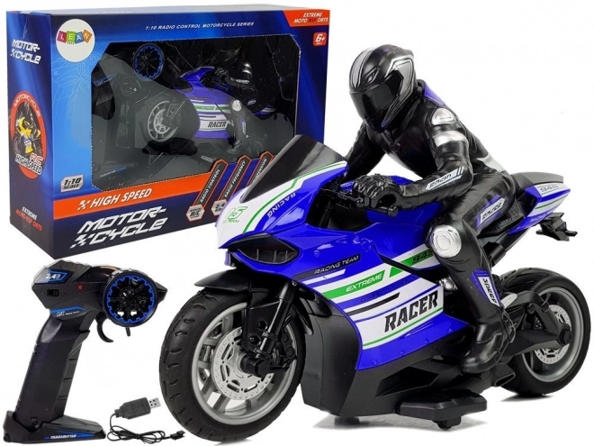 Sportski trkaći motocikl s daljinskim upravljanjem 2.4G doseg 35m Plava