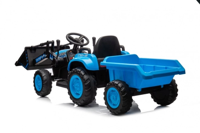 Električni dječji traktor s lopatom plavi