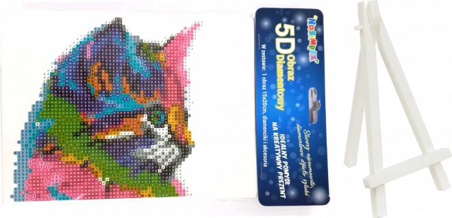 Dijamantno slikanje Šareno mače 15 × 20 cm sa stalkom
