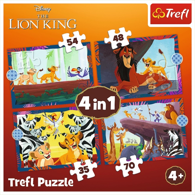 TREFL Puzzle Hrabri Kralj lav 4u1 (35,48,54,70 komada)